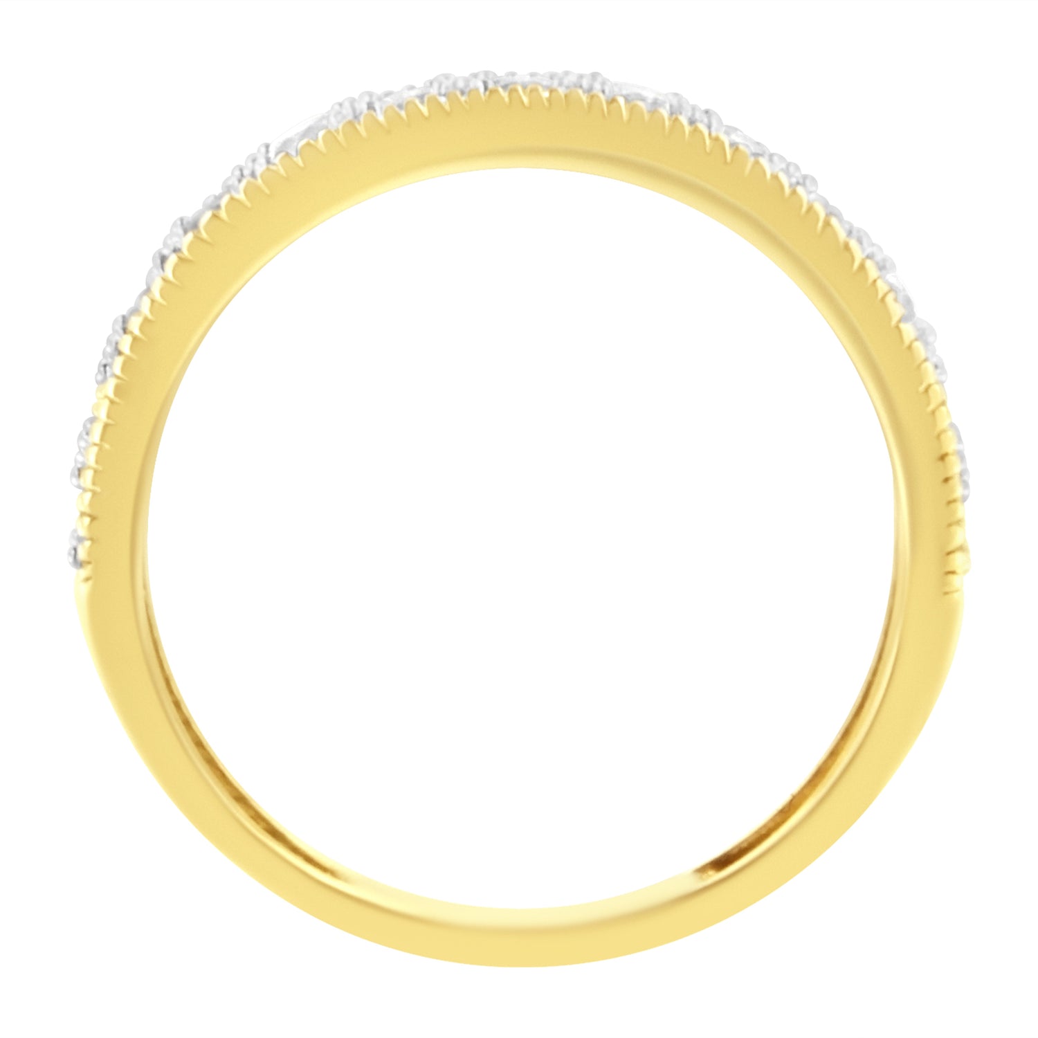 IGI Certified 1/2 Cttw Diamond 10K Yellow Gold Prong Set Beaded Milgrain Band Style Ring (J-K Color, I2-I3 Clarity) - Size 7 by Bids.com