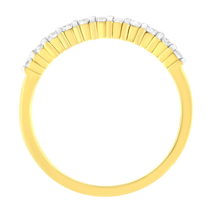 IGI Certified 1/4 Cttw Diamond 10K Yellow Gold Prong Set Fluted Band Style Ring (I-J Color, I2-I3 Clarity) - Size 7 by Bids.com
