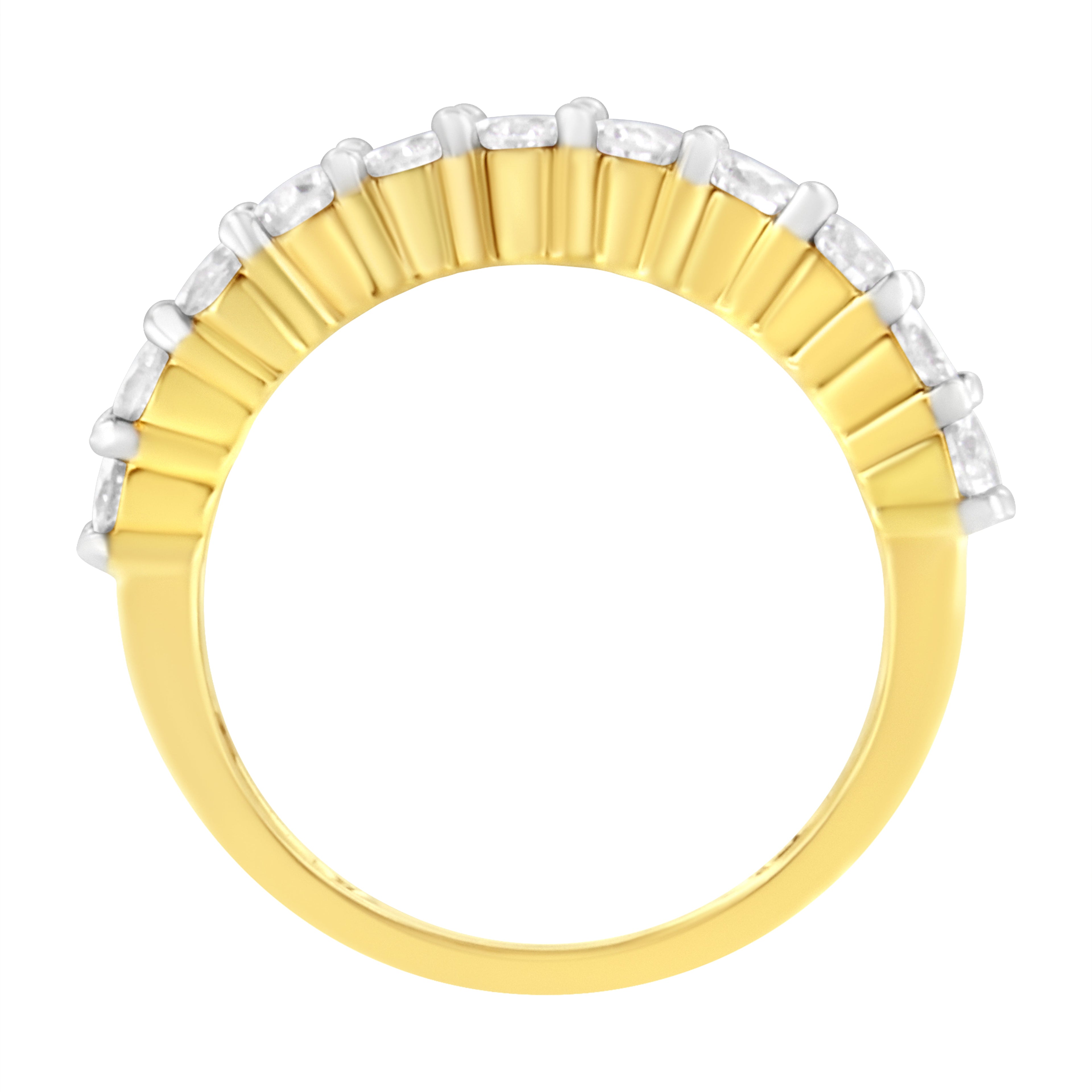 IGI Certified 1.0 Cttw Diamond 10K Yellow Gold Prong Set Fluted Band Style Wedding Ring (J-K Color, I1-I2 Clarity) - Size 7 by Bids.com