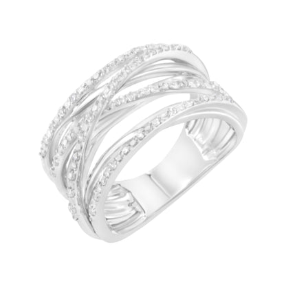 .925 Sterling Silver 1/4 Cttw Prong Set Round-Cut Diamond Bypass Ring (I-J Color, I1-I2 Clarity) - Size 7  DestGlow