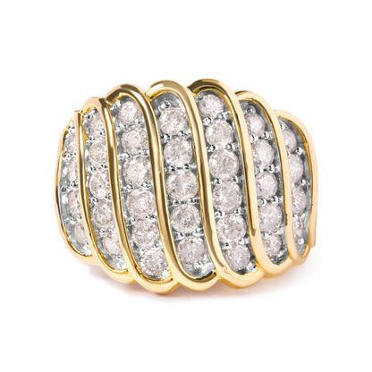 14K Yellow Gold Plated .925 Sterling Silver 2.00 Cttw Diamond Multi Row Band Ring (J-K Color, I1-I2 Clarity) - Ring Size 7 by Bids.com