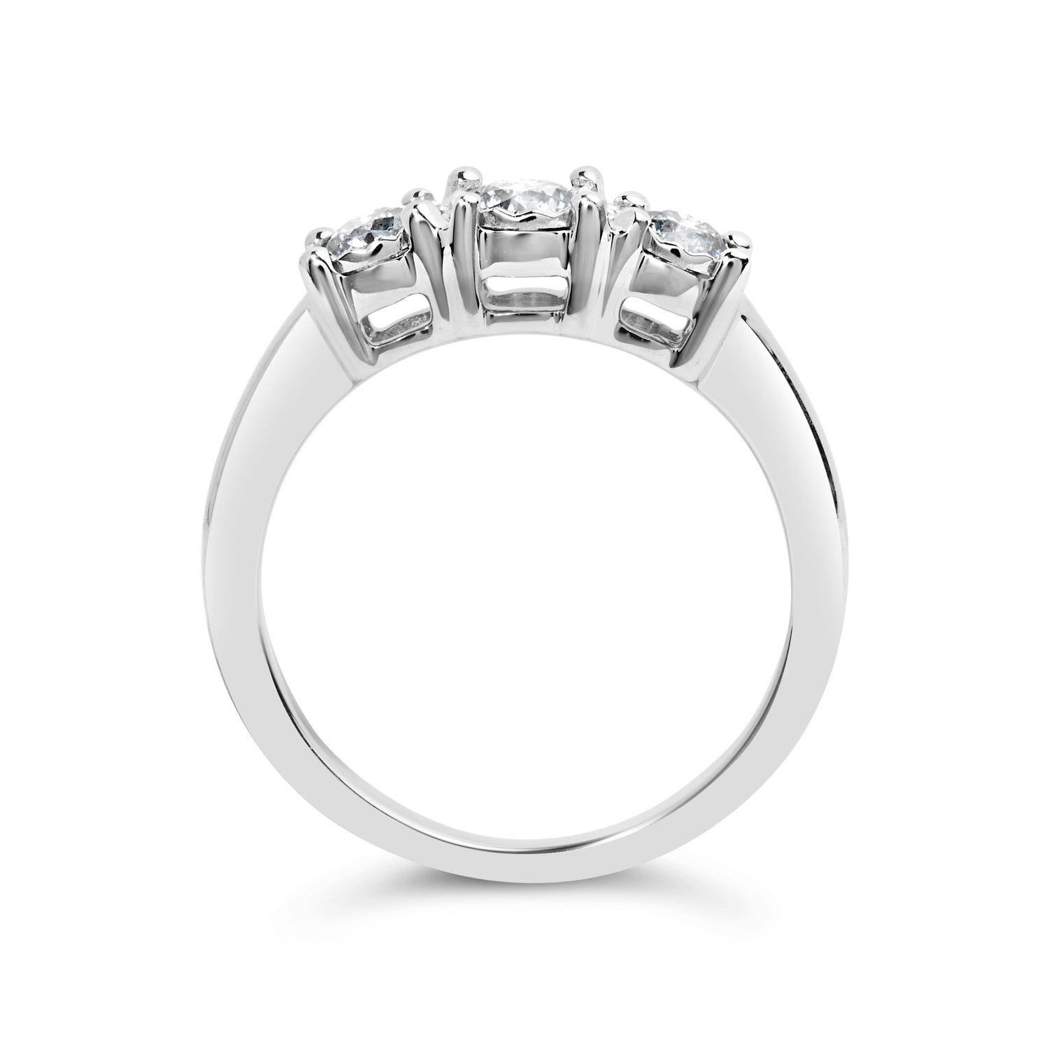 14K White Gold 1/2 Cttw Miracle Set Round Lab Grown Diamond Three Stone Illusion Plate Ring (F-G Color, VS1-VS2 Clarity) - Ring Size 7 by Bids.com