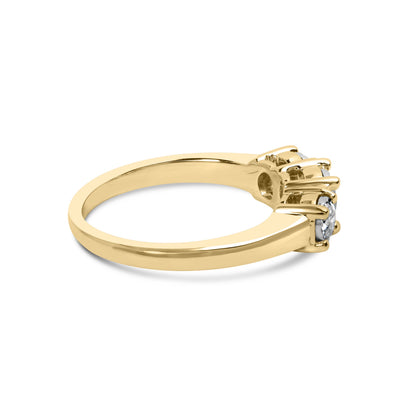 10K Yellow Gold 1/2 Cttw Miracle Set Round Diamond Three Stone Illusion Plate Ring (I-J Color, I2-I3 Clarity) - Size 7 by Bids.com