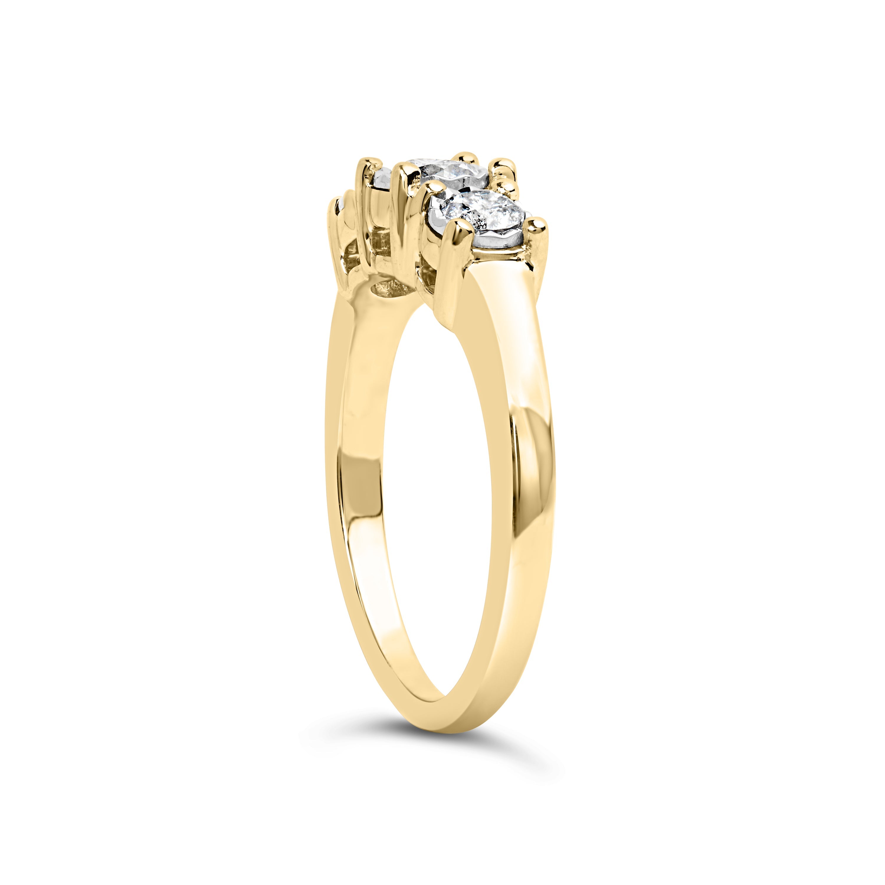 10K Yellow Gold 1/2 Cttw Miracle Set Round Diamond Three Stone Illusion Plate Ring (I-J Color, I2-I3 Clarity) - Size 7 by Bids.com