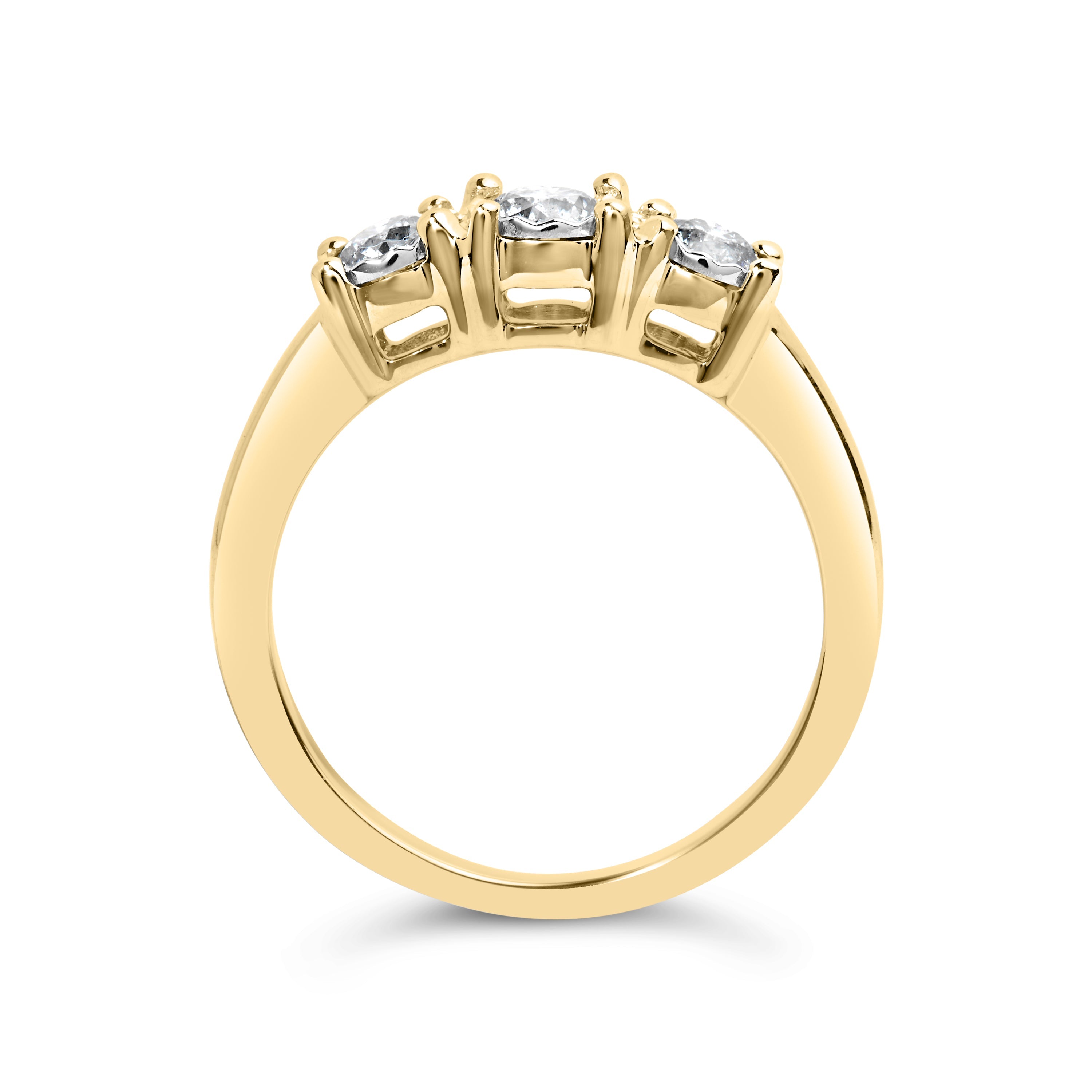 10K Yellow Gold 1/2 Cttw Miracle Set Round Diamond Three Stone Illusion Plate Ring (I-J Color, I2-I3 Clarity) - Size 7 by Bids.com