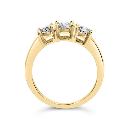 10K Yellow Gold 1/2 Cttw Miracle Set Round Diamond Three Stone Illusion Plate Ring (I-J Color, I2-I3 Clarity) - Size 7 by Bids.com