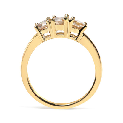 10K Yellow Gold 1.00 Cttw Champagne Diamond 3-Stone Band Ring (J-K Color, I1-I2 Clarity) - Size 7 by Bids.com