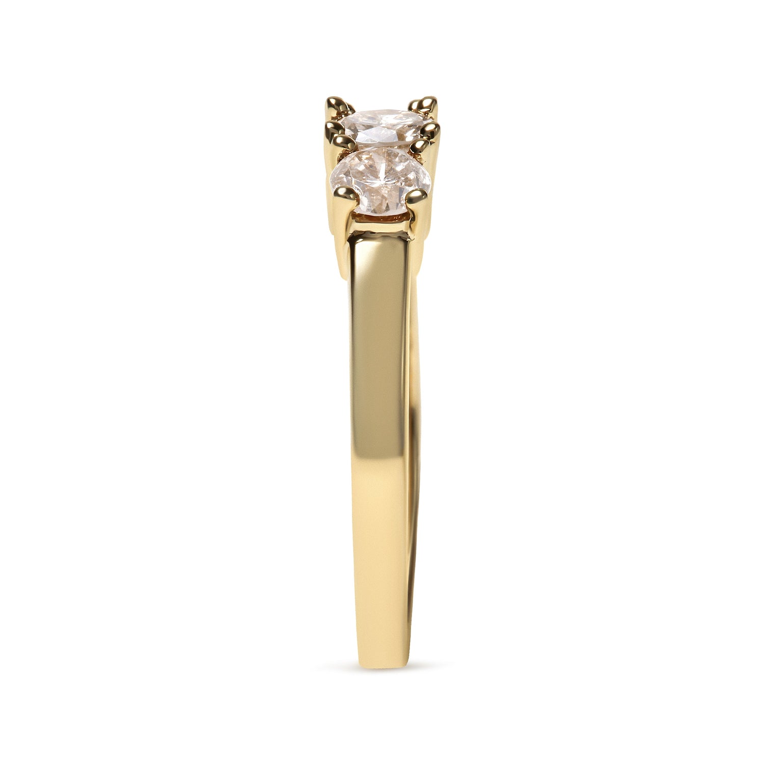 10K Yellow Gold 1.00 Cttw Champagne Diamond 3-Stone Band Ring (J-K Color, I1-I2 Clarity) - Size 7 by Bids.com