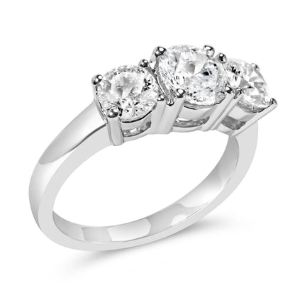 14K White Gold 2.00 Cttw Lab Grown Diamond 3 Stone Ring Band (F-G Color, VS1-VS2 Clarity) - Ring Size 7 by Bids.com