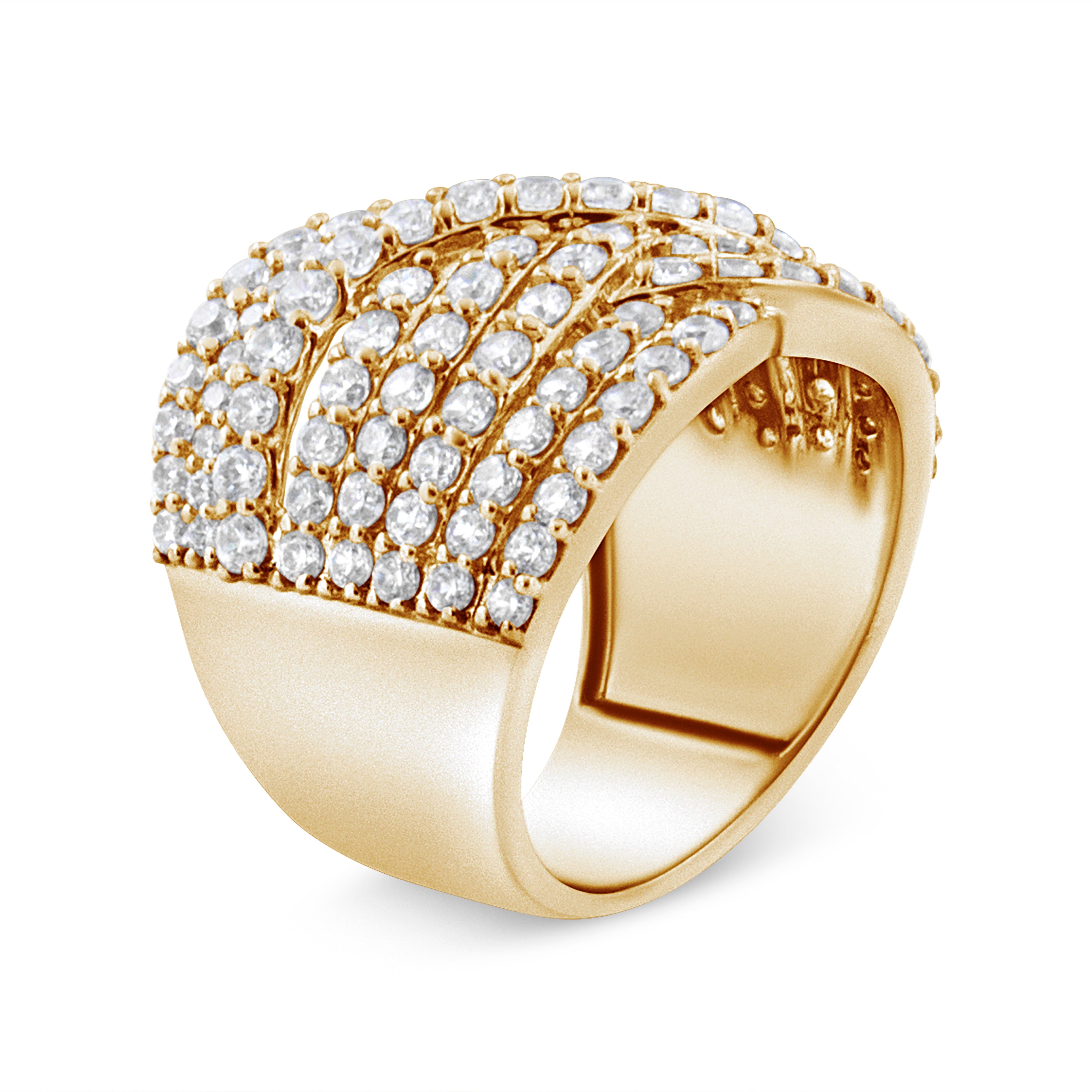 10K Yellow Gold 3.0 Cttw Diamond Eight-Row Bypass Crossover Statement Band Ring (H-I Color, I2-I3 Clarity) - Size 7 by Bids.com