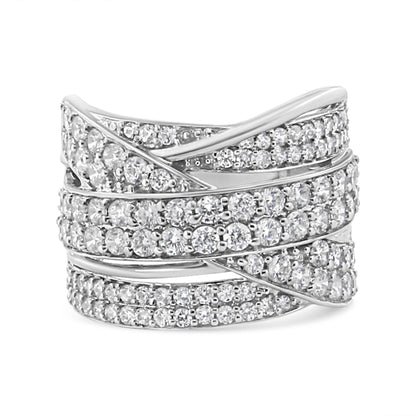 .925 Sterling Silver 2.00 Cttw Round-Cut Diamond Overlapping Bypass Band Ring (I-J Color, I2-I3 Clarity) - Ring Size 7 by Bids.com