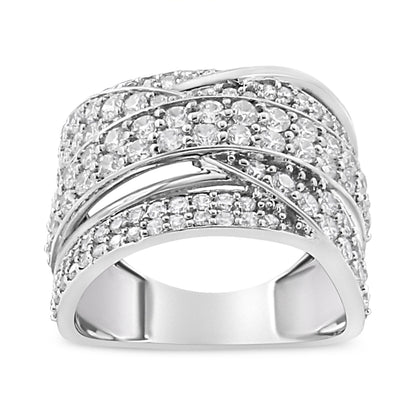 .925 Sterling Silver 2.00 Cttw Round-Cut Diamond Overlapping Bypass Band Ring (I-J Color, I2-I3 Clarity) - Ring Size 7 by Bids.com