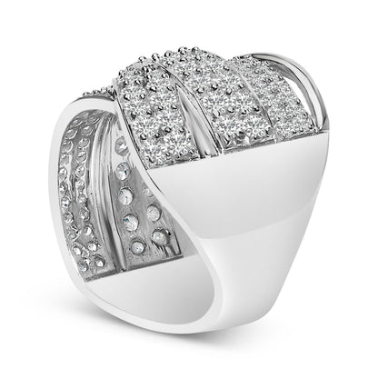 .925 Sterling Silver 2.00 Cttw Round-Cut Diamond Overlapping Bypass Band Ring (I-J Color, I2-I3 Clarity) - Ring Size 7 by Bids.com