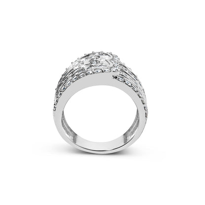 10K White Gold 2 1/2 Cttw Round and Baguette-Cut Diamond Multi-Row Bypass Ring (J-K Color, I2-I3 Clarity) - Ring Size 7 by Bids.com