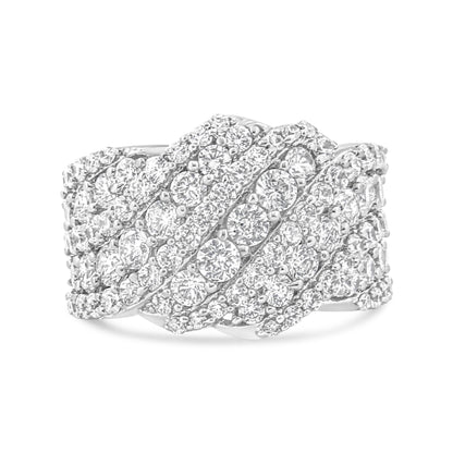 10K White Gold 3.00 Cttw Diamond Multi Row Cluster Band Ring (I-J Color, I3 Clarity) - Size 7 by Bids.com