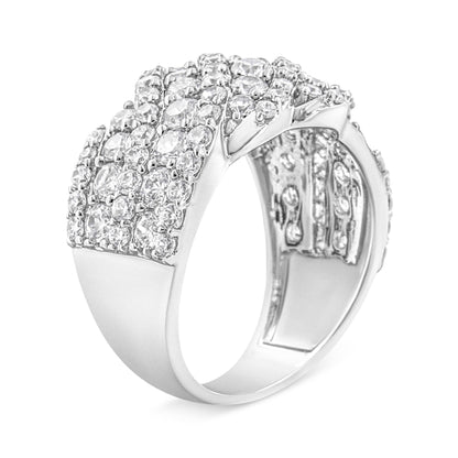 10K White Gold 3.00 Cttw Diamond Multi Row Cluster Band Ring (I-J Color, I3 Clarity) - Size 7 by Bids.com