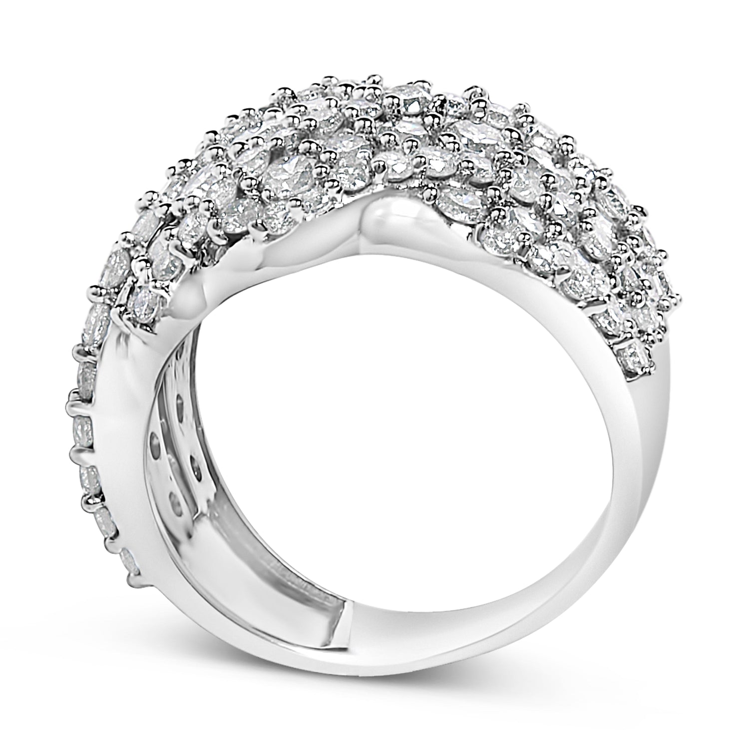 10K White Gold 3.00 Cttw Diamond Multi Row Cluster Band Ring (I-J Color, I3 Clarity) - Size 7 by Bids.com