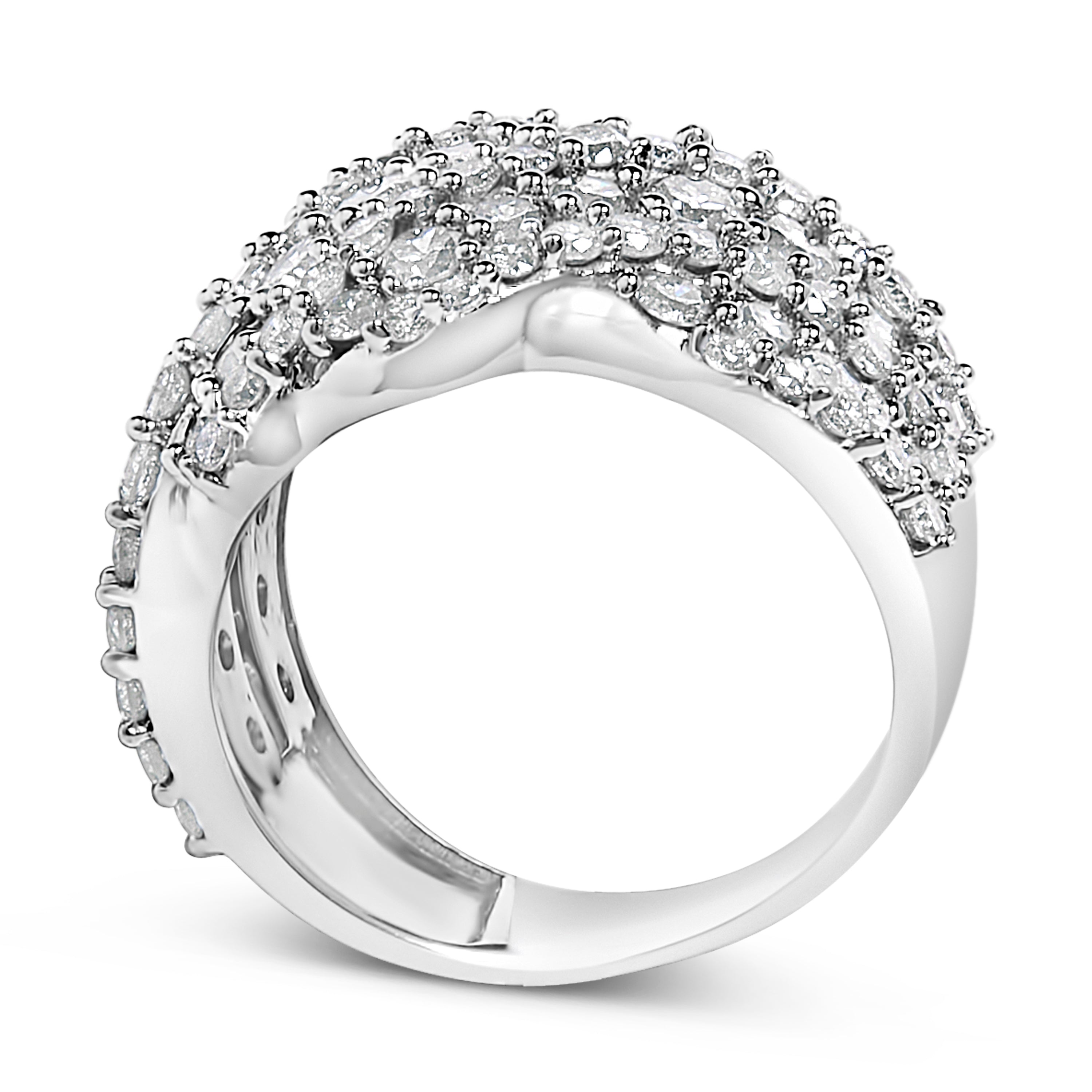 10K White Gold 3.00 Cttw Diamond Multi Row Cluster Band Ring (I-J Color, I3 Clarity) - Size 7 by Bids.com