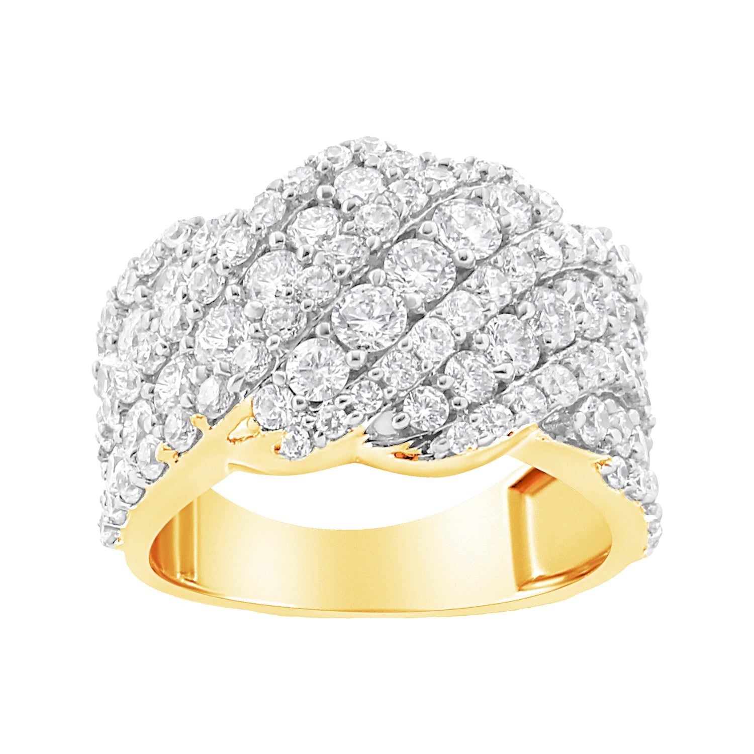 10K White Gold 3.00 Cttw Diamond Multi Row Cluster Band Ring (I-J Color, I3 Clarity) - Size 7 by Bids.com