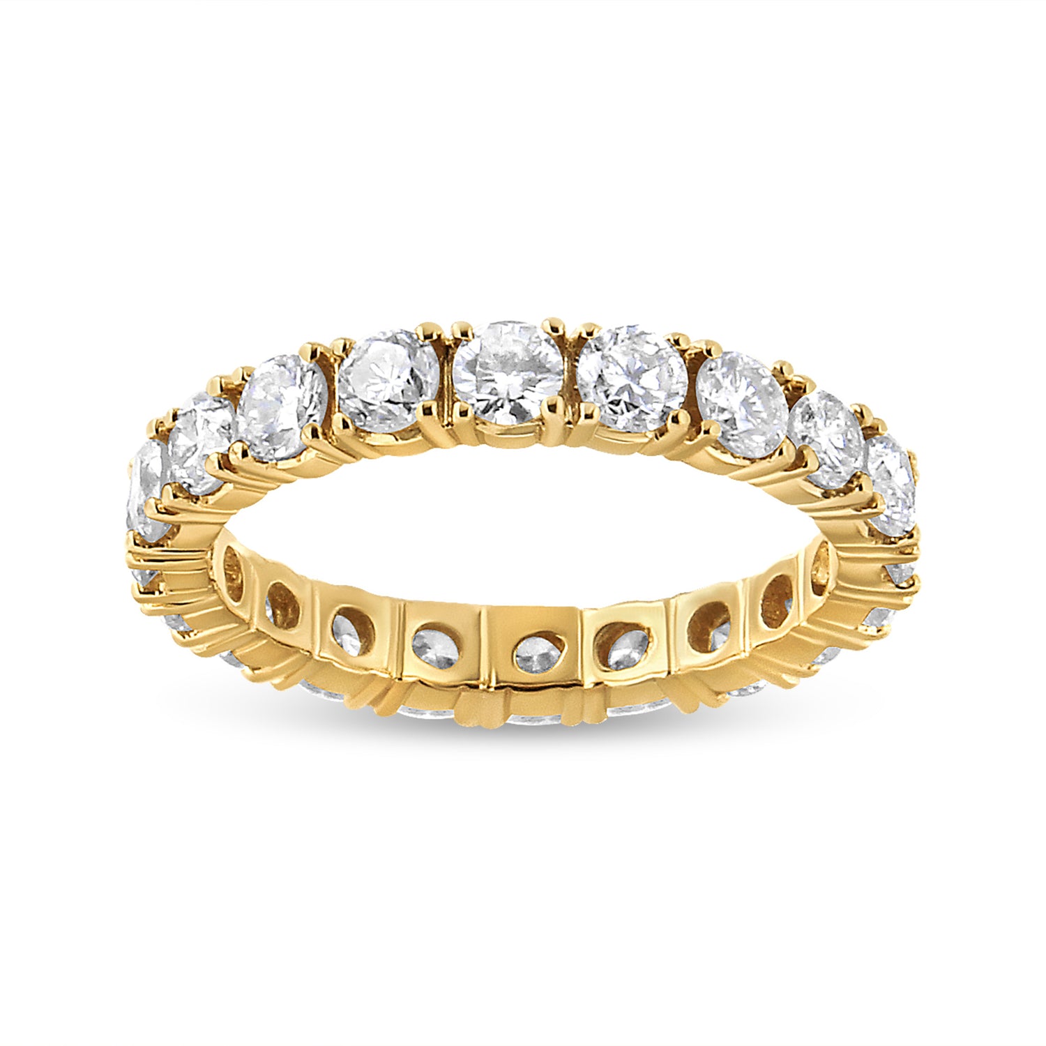 14K Yellow Gold 2.00 Cttw Shared Prong Set Round Cut Diamond Eternity Band (J-K Color, VS1-VS2 Clarity) - Ring Size 6.75 by Bids.com