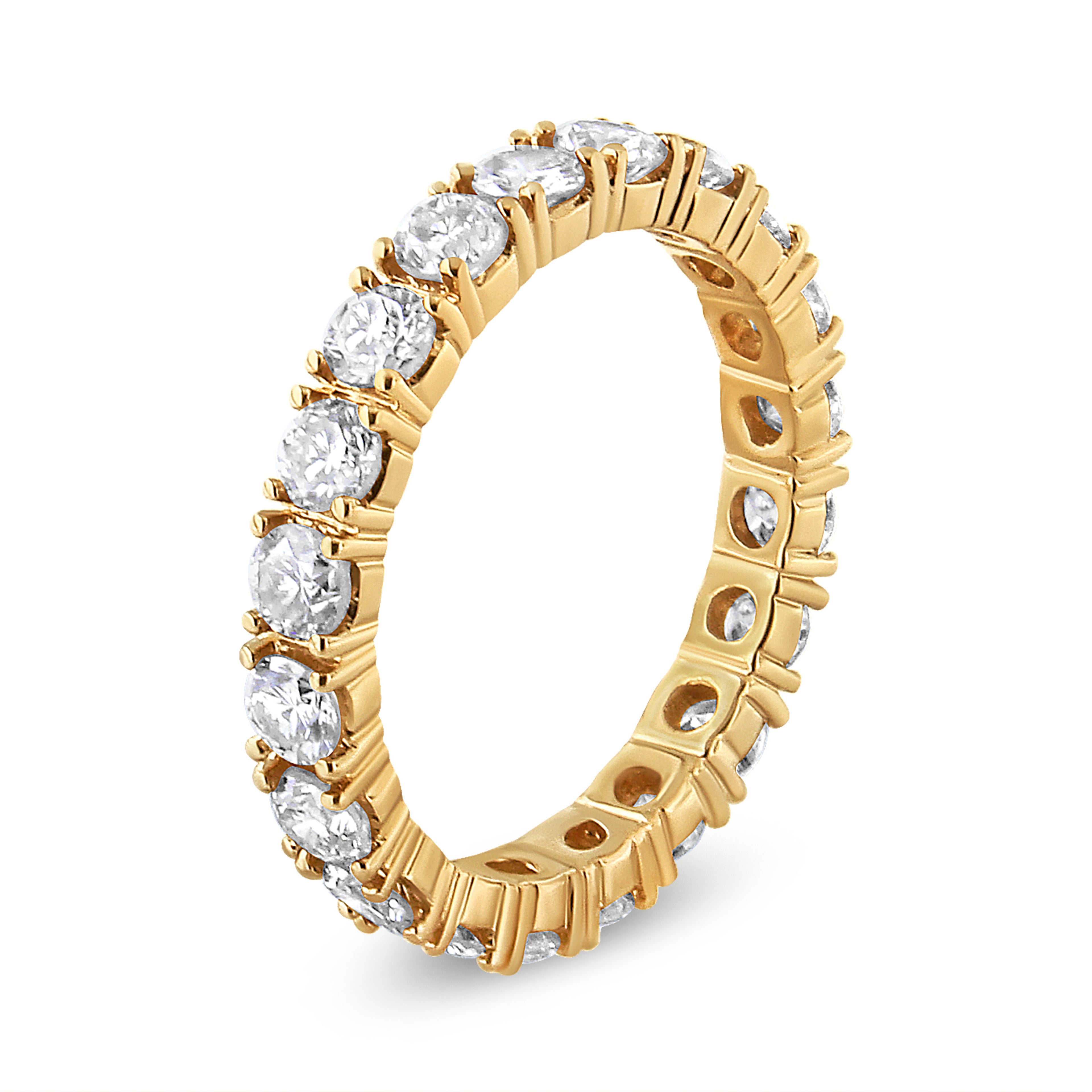 14K Yellow Gold 2.00 Cttw Shared Prong Set Round Cut Diamond Eternity Band (J-K Color, VS1-VS2 Clarity) - Ring Size 6.75 by Bids.com