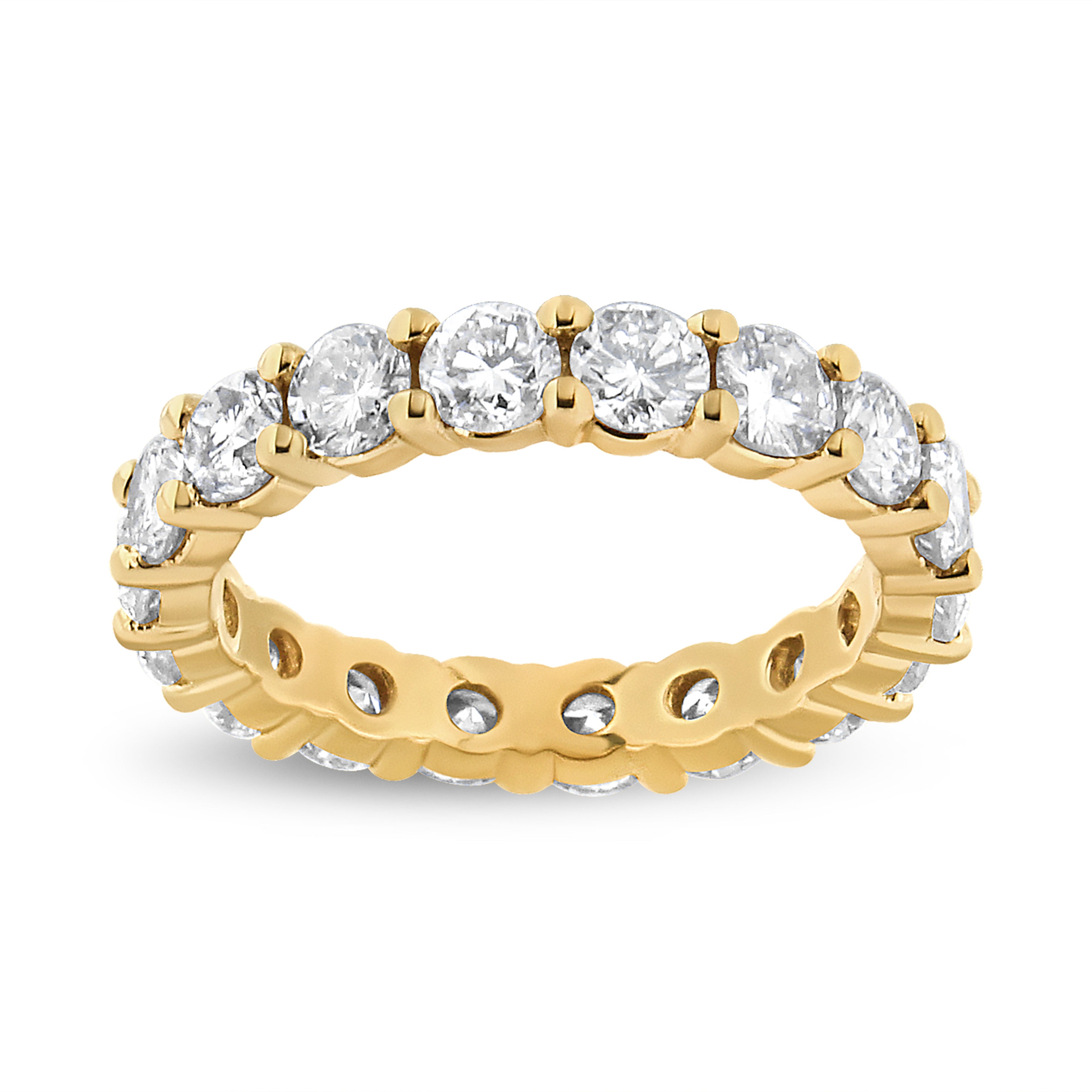 14K Yellow Gold 3.00 Cttw Shared Prong Set Round Cut Diamond Eternity Band (J-K Color, VS1-VS2 Clarity) - Ring Size 7 by Bids.com