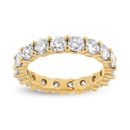 14K Yellow Gold 3.00 Cttw Shared Prong Set Round Cut Diamond Eternity Band (J-K Color, VS1-VS2 Clarity) - Ring Size 7 by Bids.com