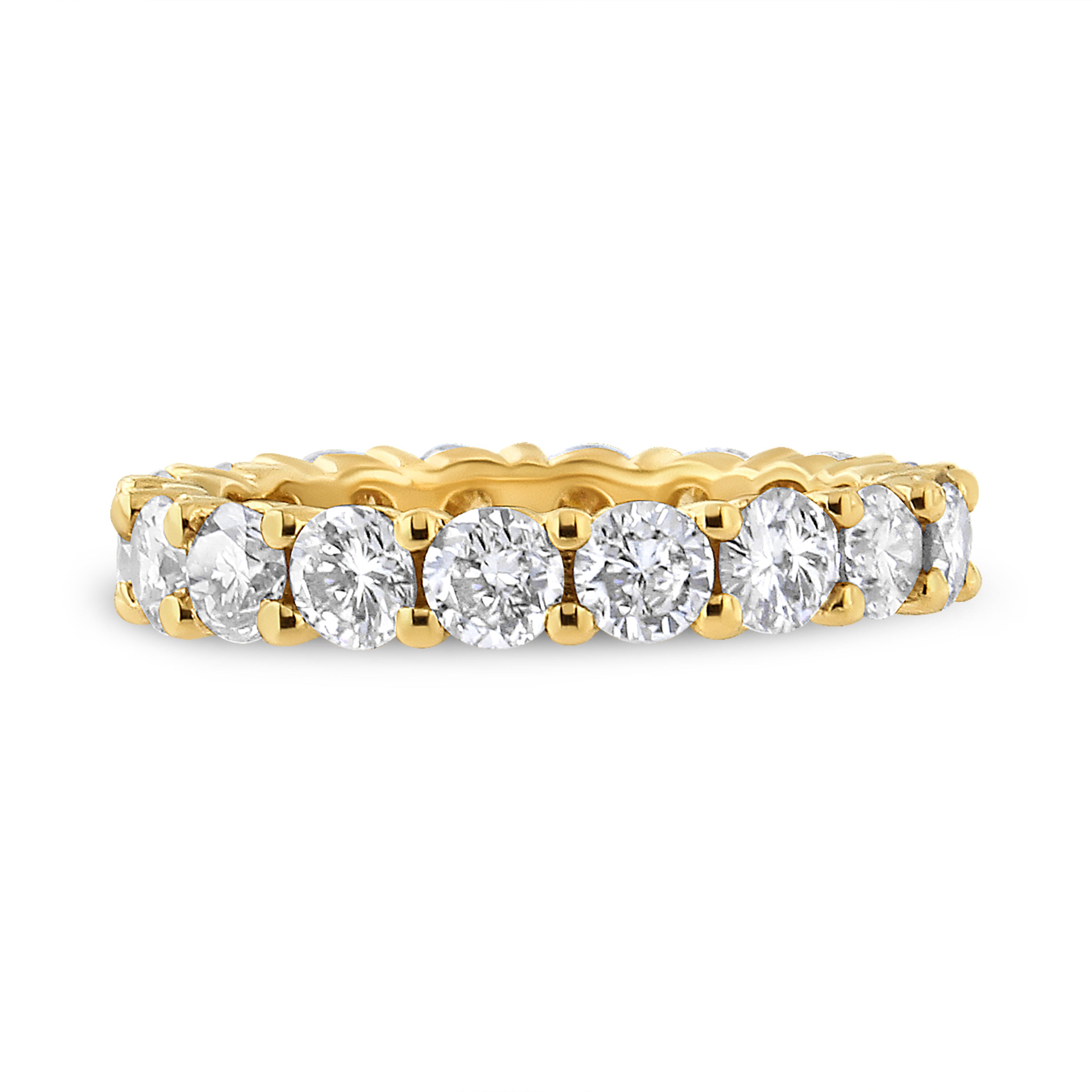 14K Yellow Gold 3.00 Cttw Shared Prong Set Round Cut Diamond Eternity Band (J-K Color, VS1-VS2 Clarity) - Ring Size 7 by Bids.com