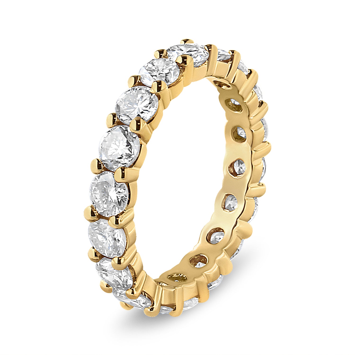 14K Yellow Gold 3.00 Cttw Shared Prong Set Round Cut Diamond Eternity Band (J-K Color, VS1-VS2 Clarity) - Ring Size 7 by Bids.com
