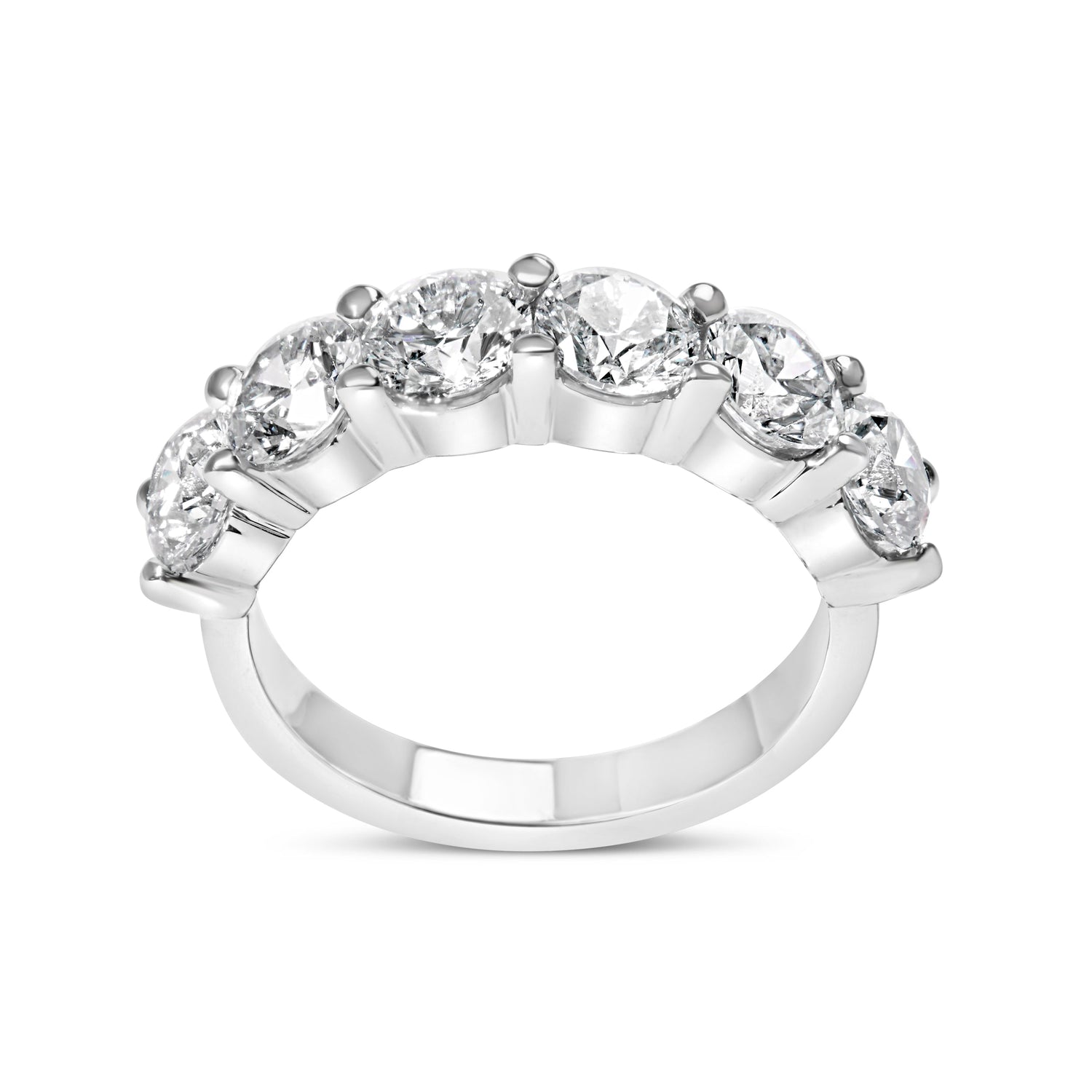 14K White Gold 3.0 Cttw Lab-Grown Diamond Shared Prong Set 6 Stone Band Ring (G-H Color, VS2-SI1 Clarity) - Ring Size 7  DestGlow