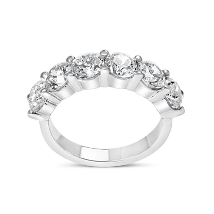 14K White Gold 3.0 Cttw Lab-Grown Diamond Shared Prong Set 6 Stone Band Ring (G-H Color, VS2-SI1 Clarity) - Ring Size 7  DestGlow