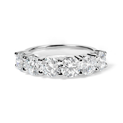 14K White Gold 3.0 Cttw Lab-Grown Diamond Shared Prong Set 6 Stone Band Ring (G-H Color, VS2-SI1 Clarity) - Ring Size 7  DestGlow