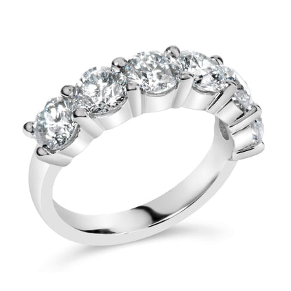 14K White Gold 3.0 Cttw Lab-Grown Diamond Shared Prong Set 6 Stone Band Ring (G-H Color, VS2-SI1 Clarity) - Ring Size 7  DestGlow