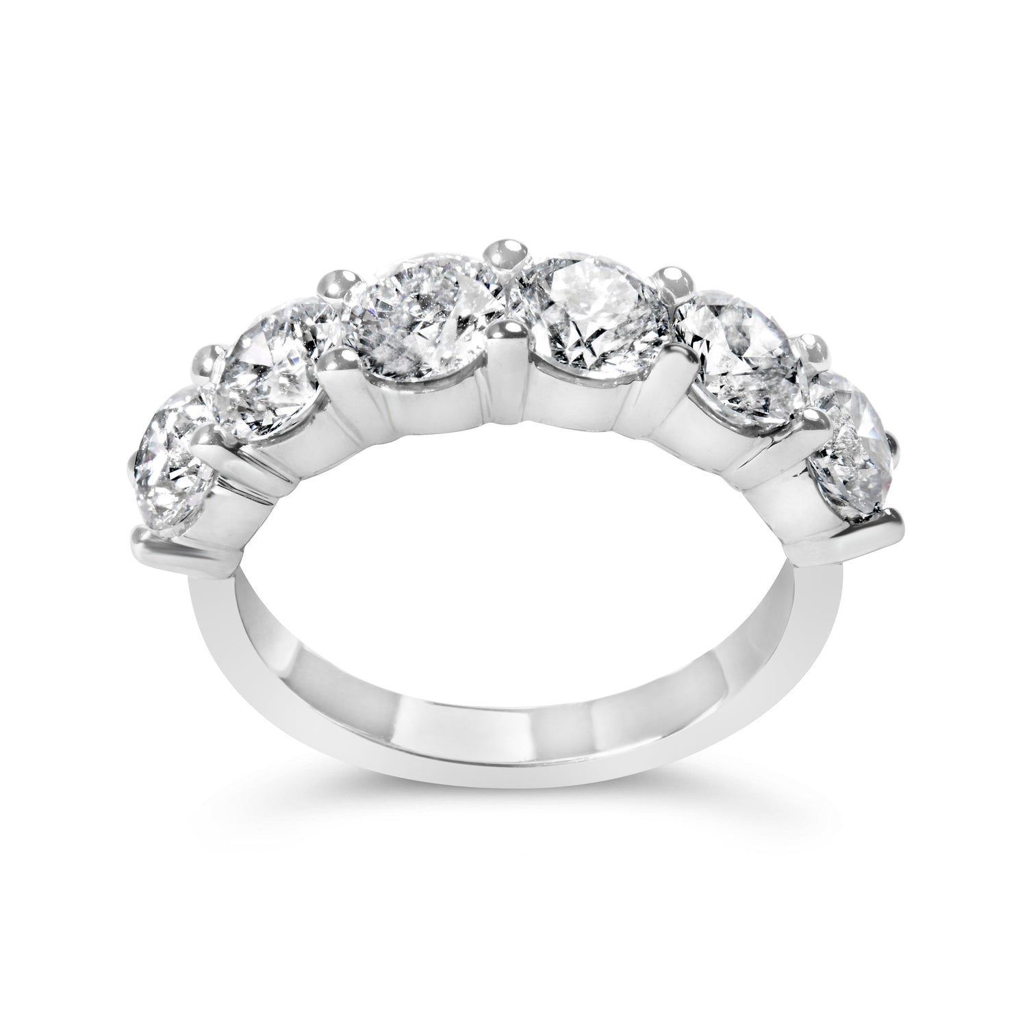 14K White Gold 3.0 Cttw Lab-Grown Diamond Shared Prong Set 6 Stone Band Ring (G-H Color, VS2-SI1 Clarity) - Ring Size 7  DestGlow