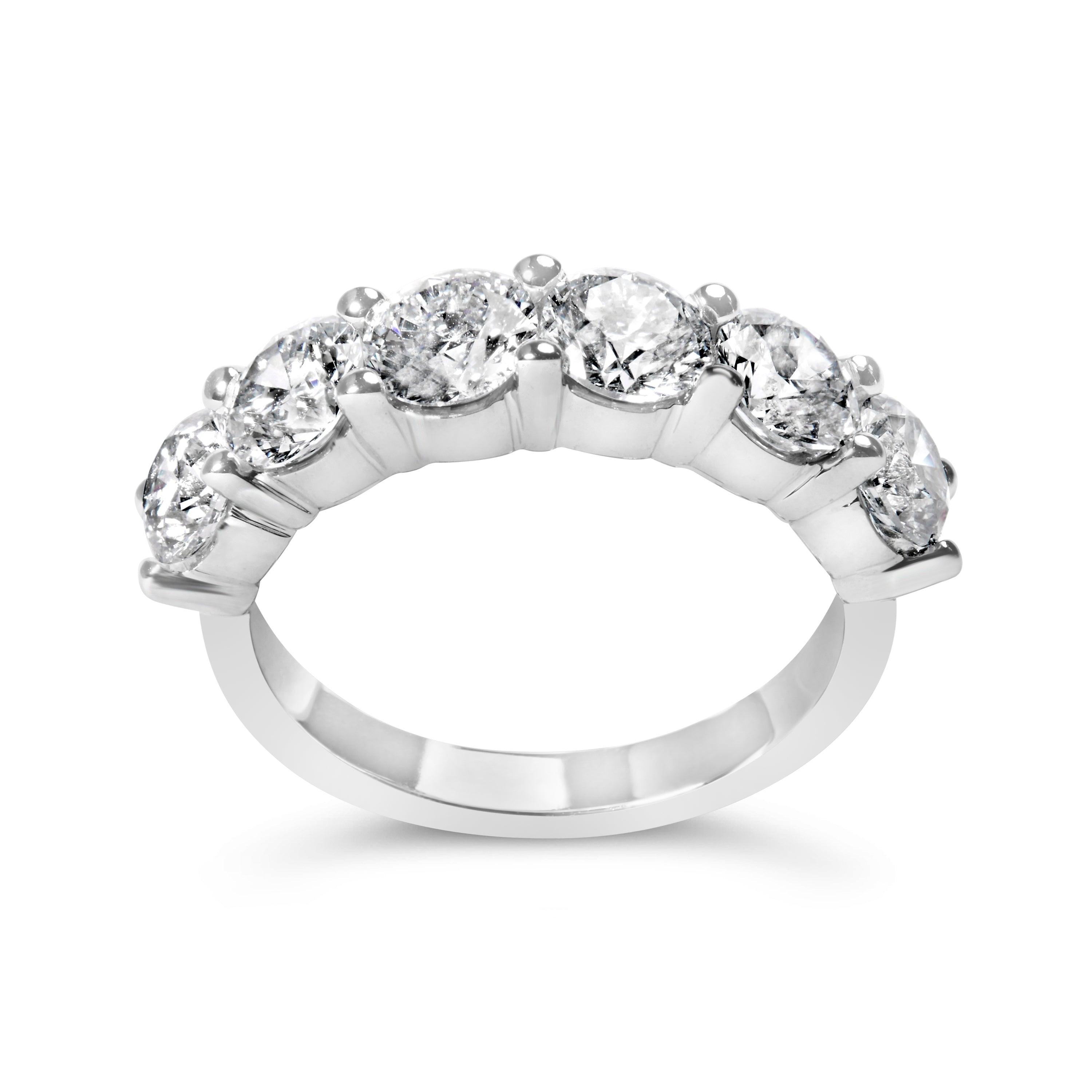 14K White Gold 3.0 Cttw Lab-Grown Diamond Shared Prong Set 6 Stone Band Ring (G-H Color, VS2-SI1 Clarity) - Ring Size 7  DestGlow