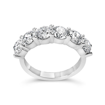 14K White Gold 3.0 Cttw Lab-Grown Diamond Shared Prong Set 6 Stone Band Ring (G-H Color, VS2-SI1 Clarity) - Ring Size 7  DestGlow