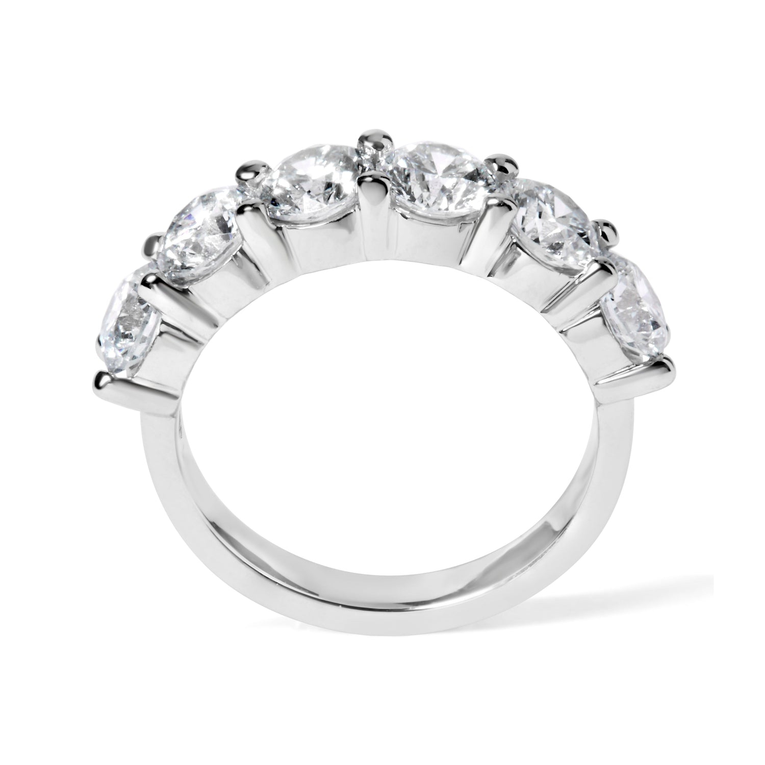 14K White Gold 3.0 Cttw Lab-Grown Diamond Shared Prong Set 6 Stone Band Ring (G-H Color, VS2-SI1 Clarity) - Ring Size 7  DestGlow