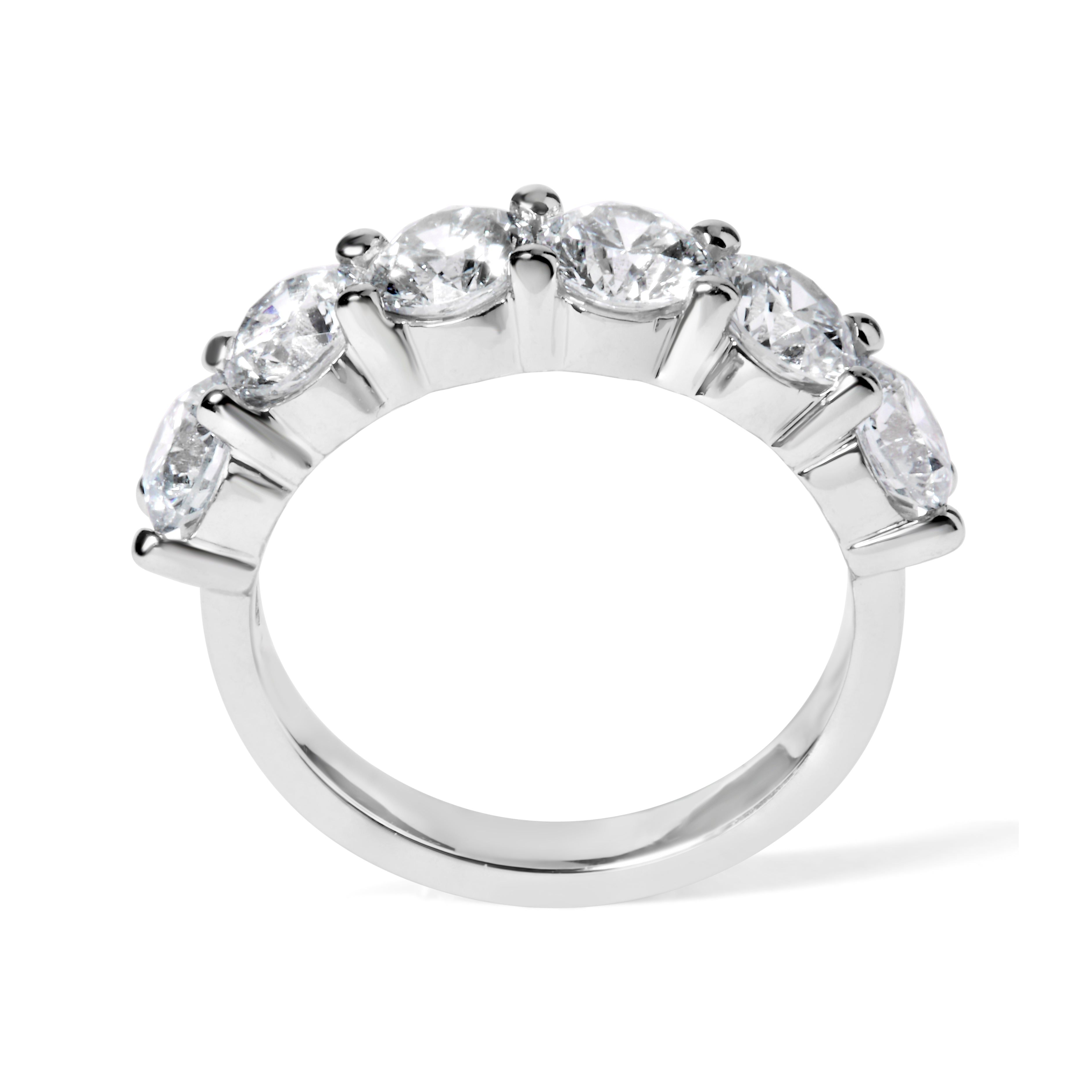 14K White Gold 3.0 Cttw Lab-Grown Diamond Shared Prong Set 6 Stone Band Ring (G-H Color, VS2-SI1 Clarity) - Ring Size 7  DestGlow