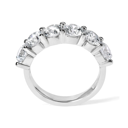 14K White Gold 3.0 Cttw Lab-Grown Diamond Shared Prong Set 6 Stone Band Ring (G-H Color, VS2-SI1 Clarity) - Ring Size 7  DestGlow
