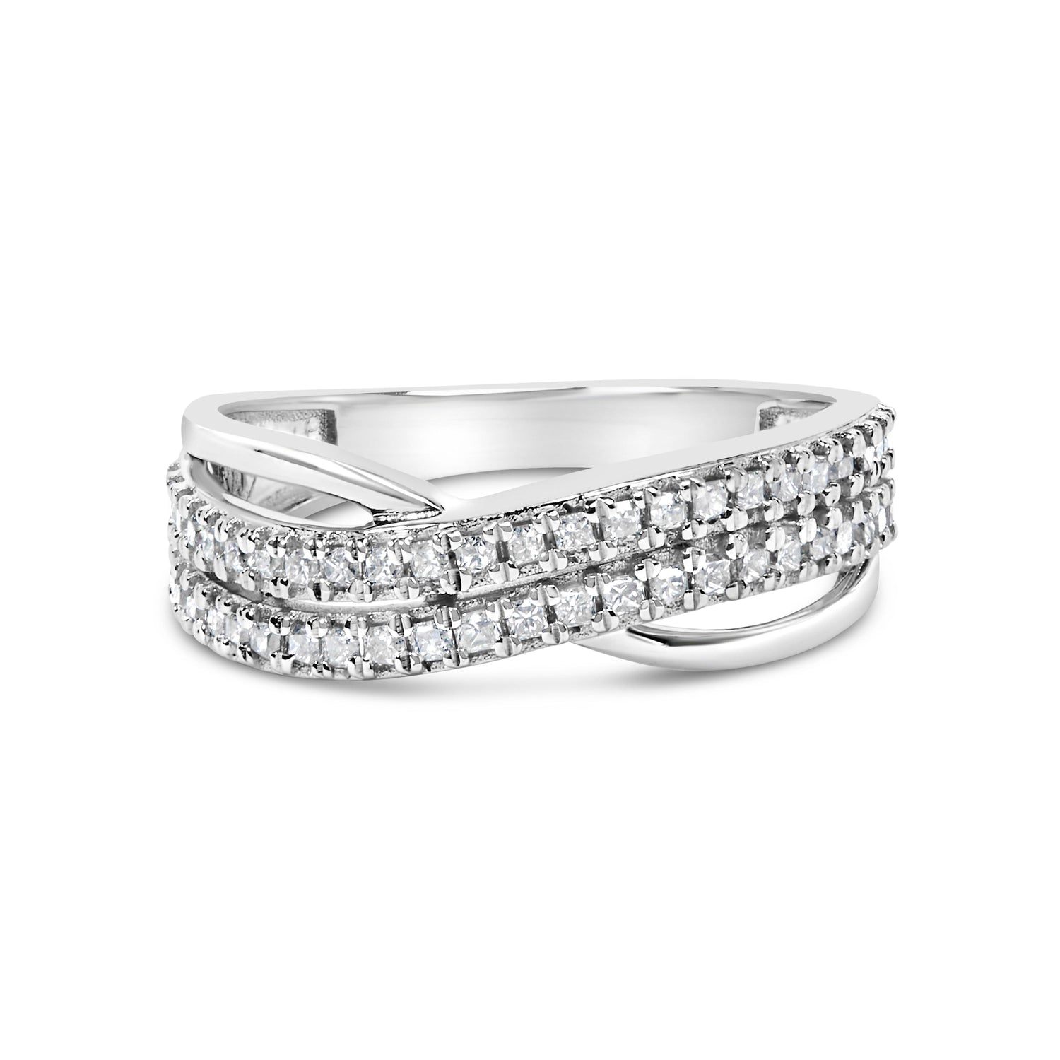 10K White Gold 1/2 Cttw Princess Diamond Split Shank Band Ring  DestGlow