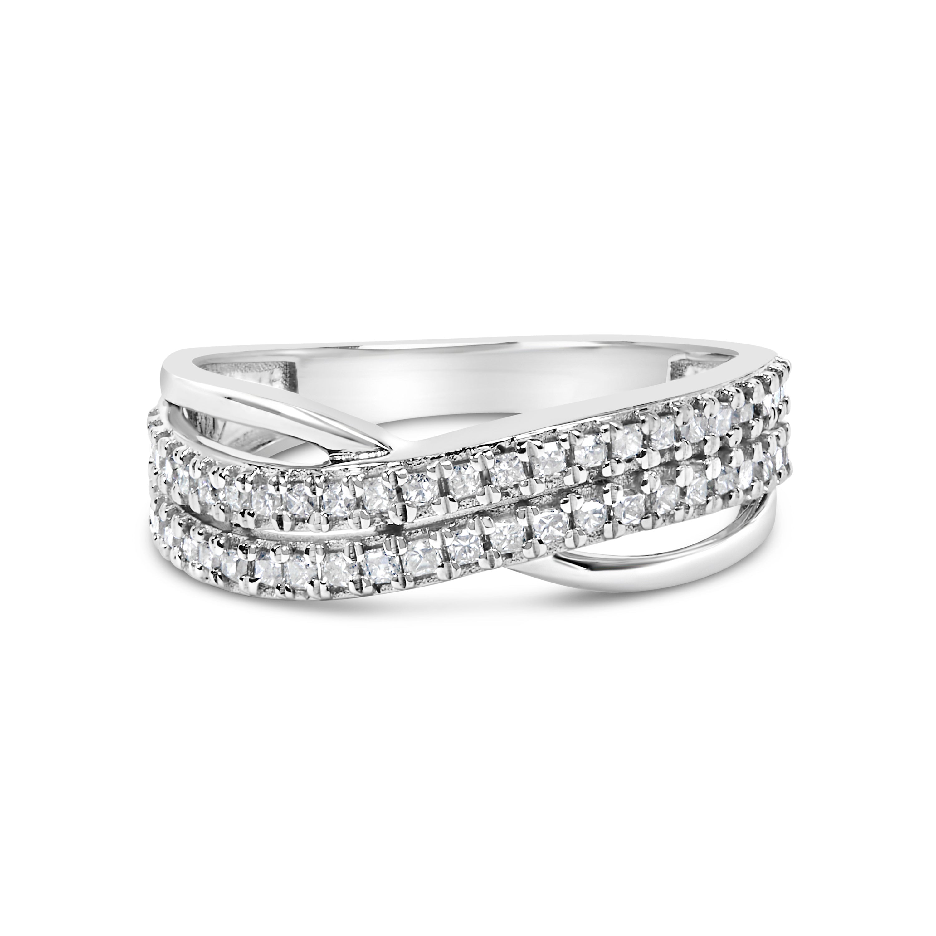 10K White Gold 1/2 Cttw Princess Diamond Split Shank Band Ring  DestGlow