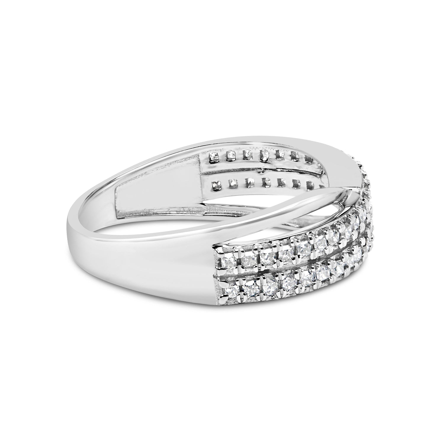 10K White Gold 1/2 Cttw Princess Diamond Split Shank Band Ring  DestGlow