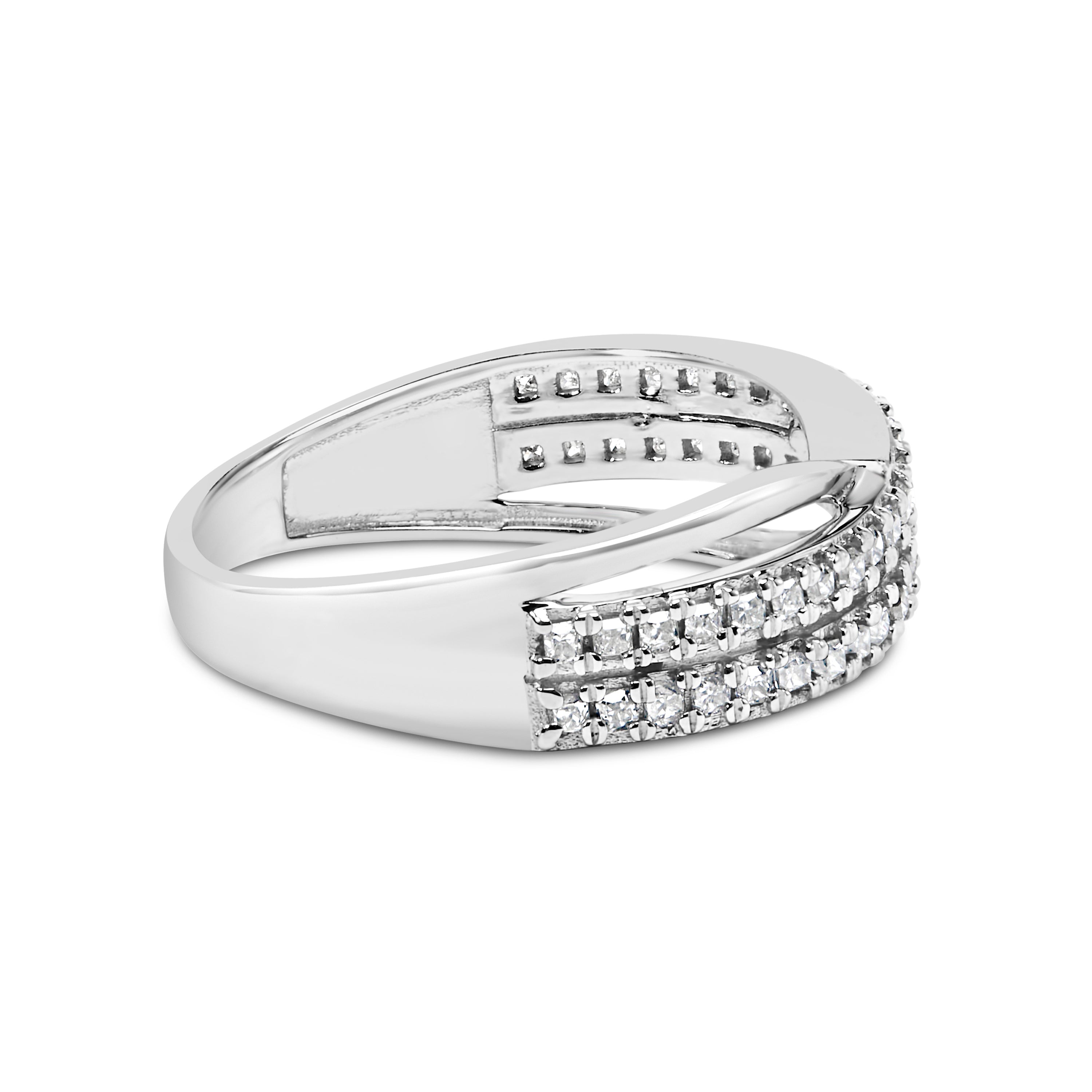 10K White Gold 1/2 Cttw Princess Diamond Split Shank Band Ring  DestGlow
