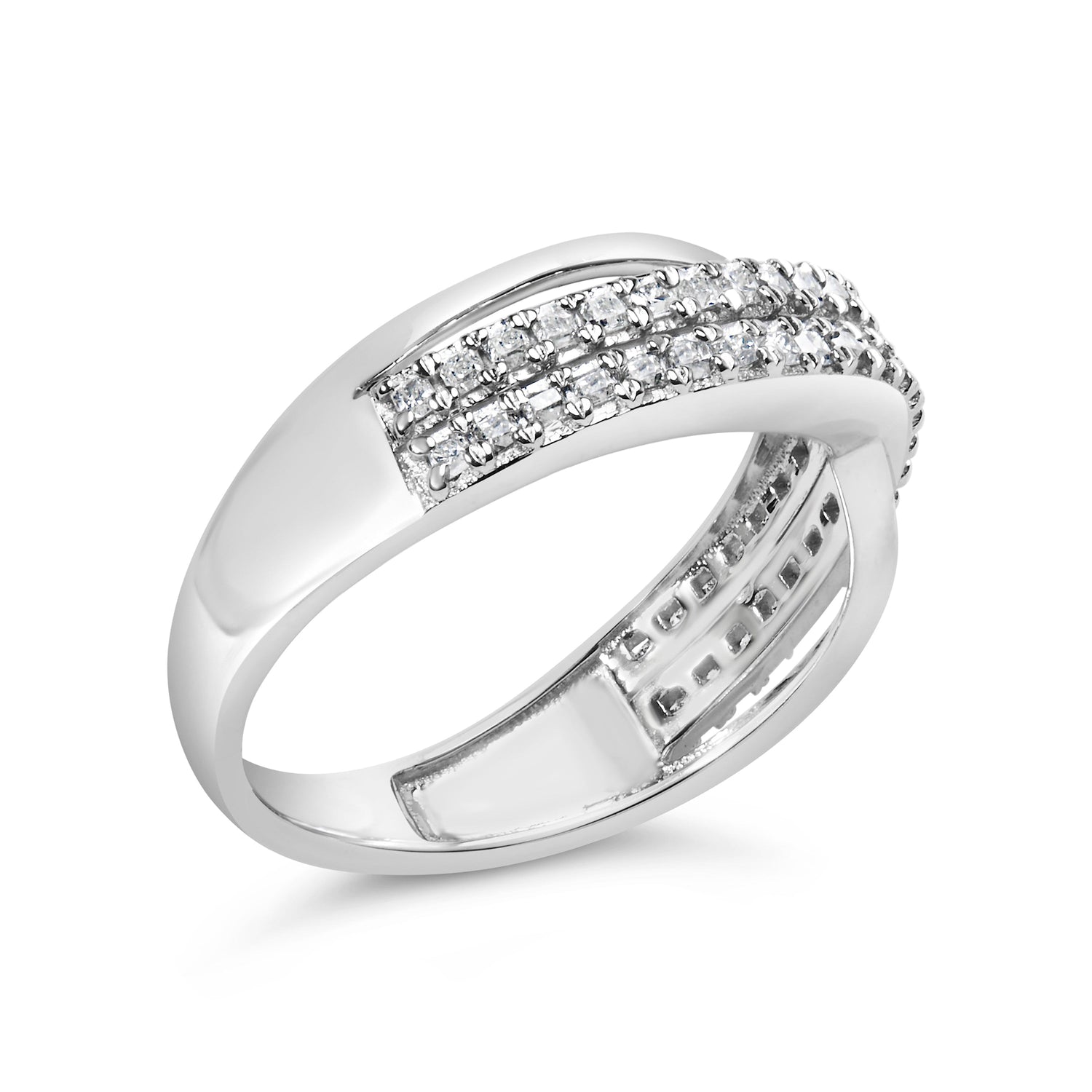 10K White Gold 1/2 Cttw Princess Diamond Split Shank Band Ring  DestGlow