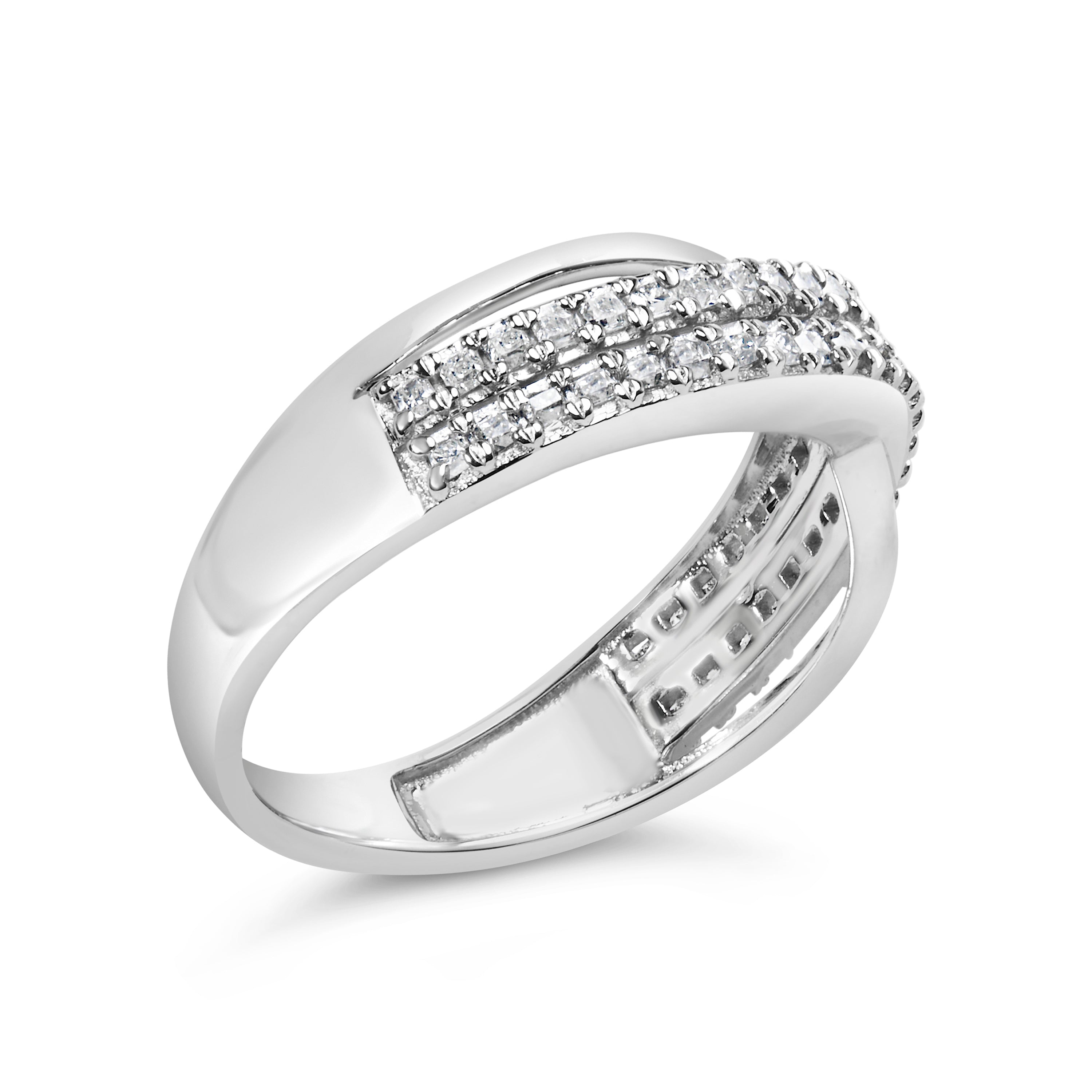 10K White Gold 1/2 Cttw Princess Diamond Split Shank Band Ring  DestGlow