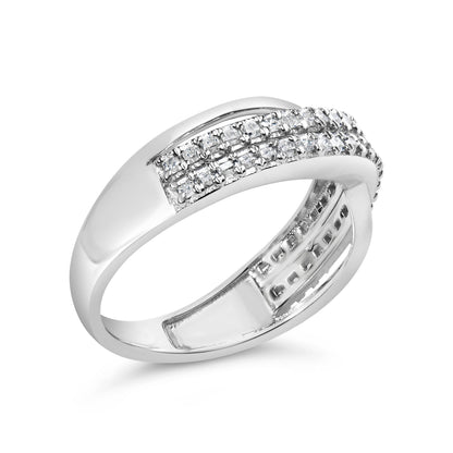 10K White Gold 1/2 Cttw Princess Diamond Split Shank Band Ring  DestGlow