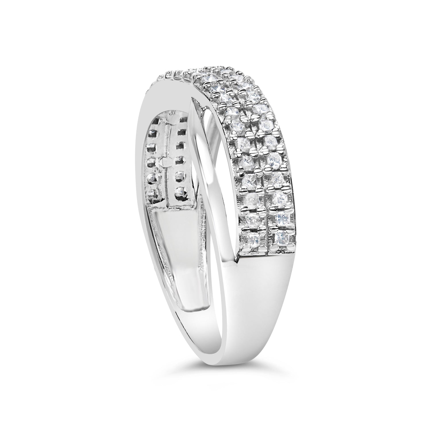 10K White Gold 1/2 Cttw Princess Diamond Split Shank Band Ring  DestGlow