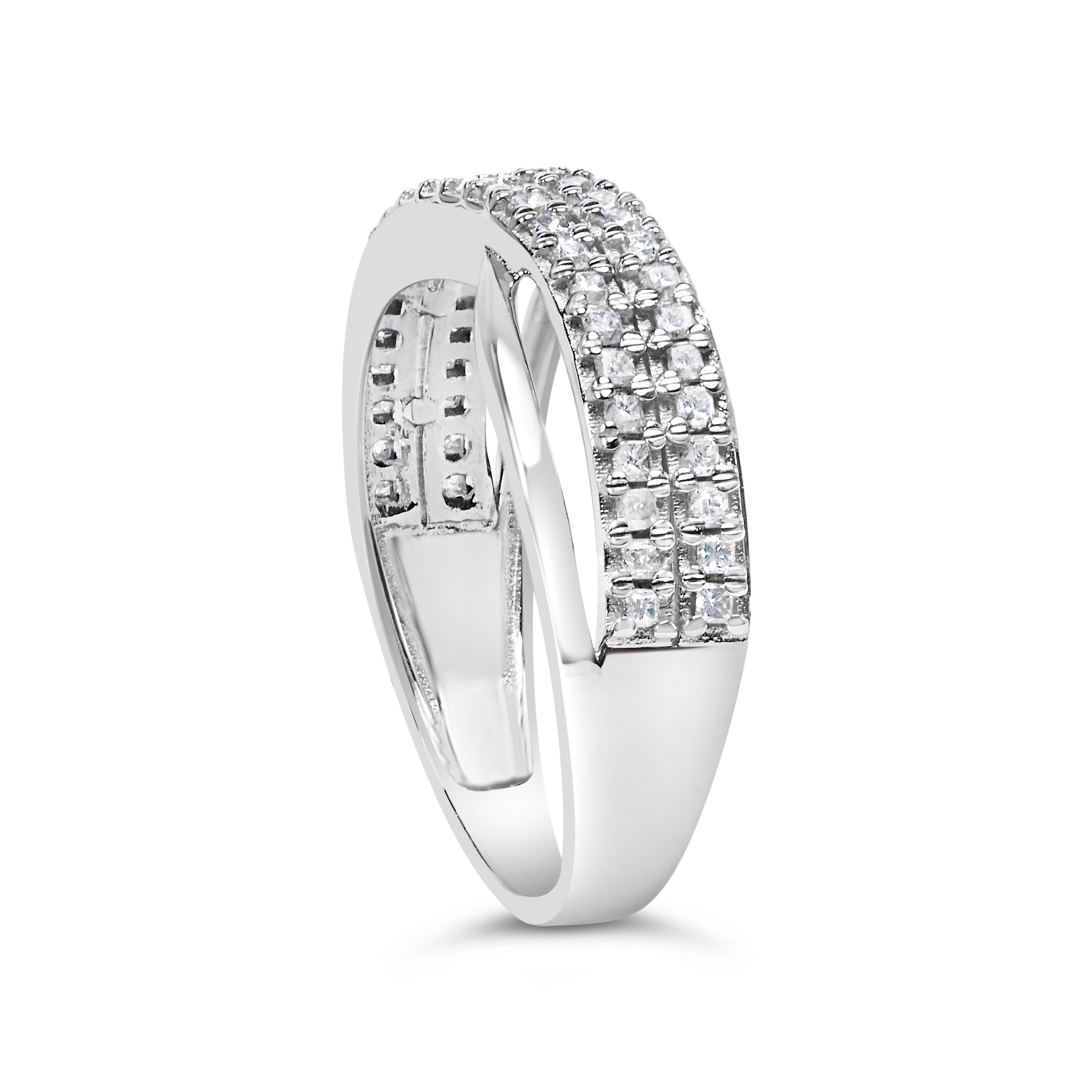 10K White Gold 1/2 Cttw Princess Diamond Split Shank Band Ring  DestGlow