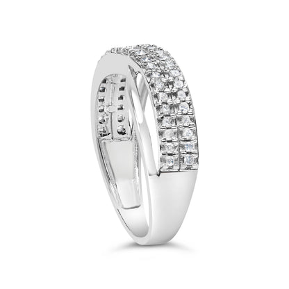 10K White Gold 1/2 Cttw Princess Diamond Split Shank Band Ring  DestGlow