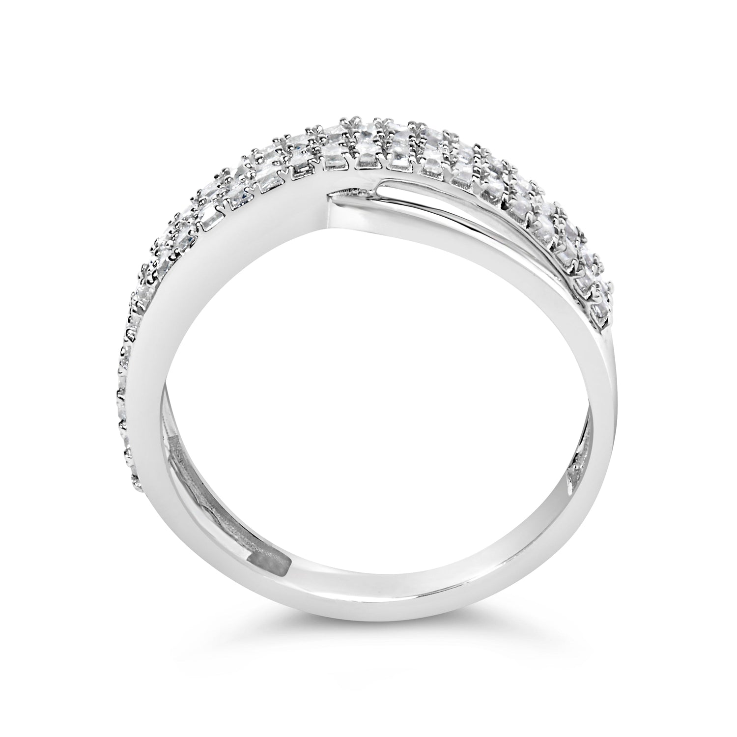 10K White Gold 1/2 Cttw Princess Diamond Split Shank Band Ring  DestGlow